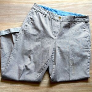 Talbots Weekend Chino Cotton Pants Tan Pinstripe Size 10 Women's Cuffed Hem